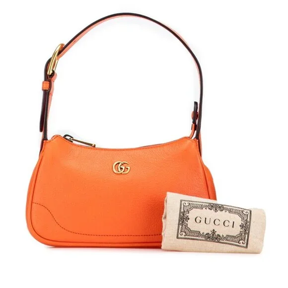 GUCCI Authentic Orange Leather GG Marmont Shoulder Bag - Picture 10 of 10